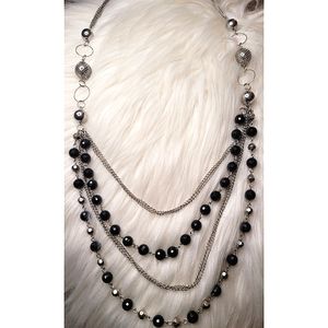 Black & Silver Layered Chain 18" With Extender